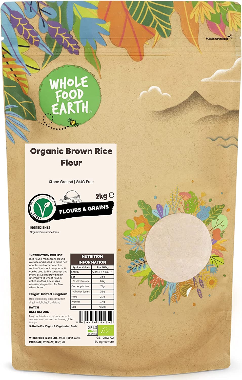 Wholefood Earth Organic Brown Rice Flour 2kg RRP £14.69 CLEARANCE XL £7.99
